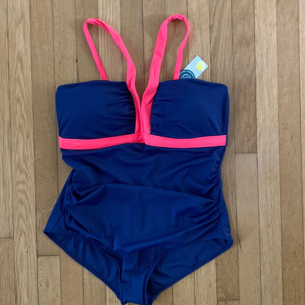 BODEN ONE PIECE BATHING SUIT NAVY BRITISH STYLE PLUS 16 - 18 REGULAR NEW
